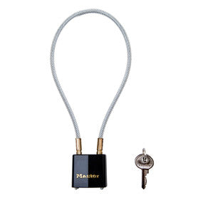 Master Lock 99DSPT 14in (36cm) Steel Cable Gun Lock with 1-5/16in (33mm) Wide Laminated Steel Body Padlock; Keyed Different-Keyed-Master Lock-Keyed Alike-99KADSPT