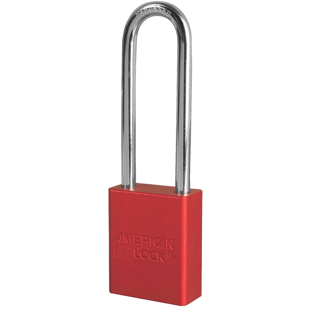 American Lock A1107 Anodized Aluminum Safety Padlock, 1-1/2" Wide with 3" Tall Shackle