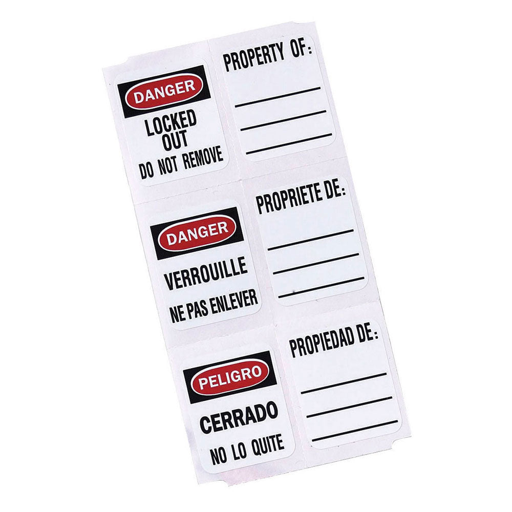 Master Lock S140 Write-on Padlock Labels, North American English, Spanish and French