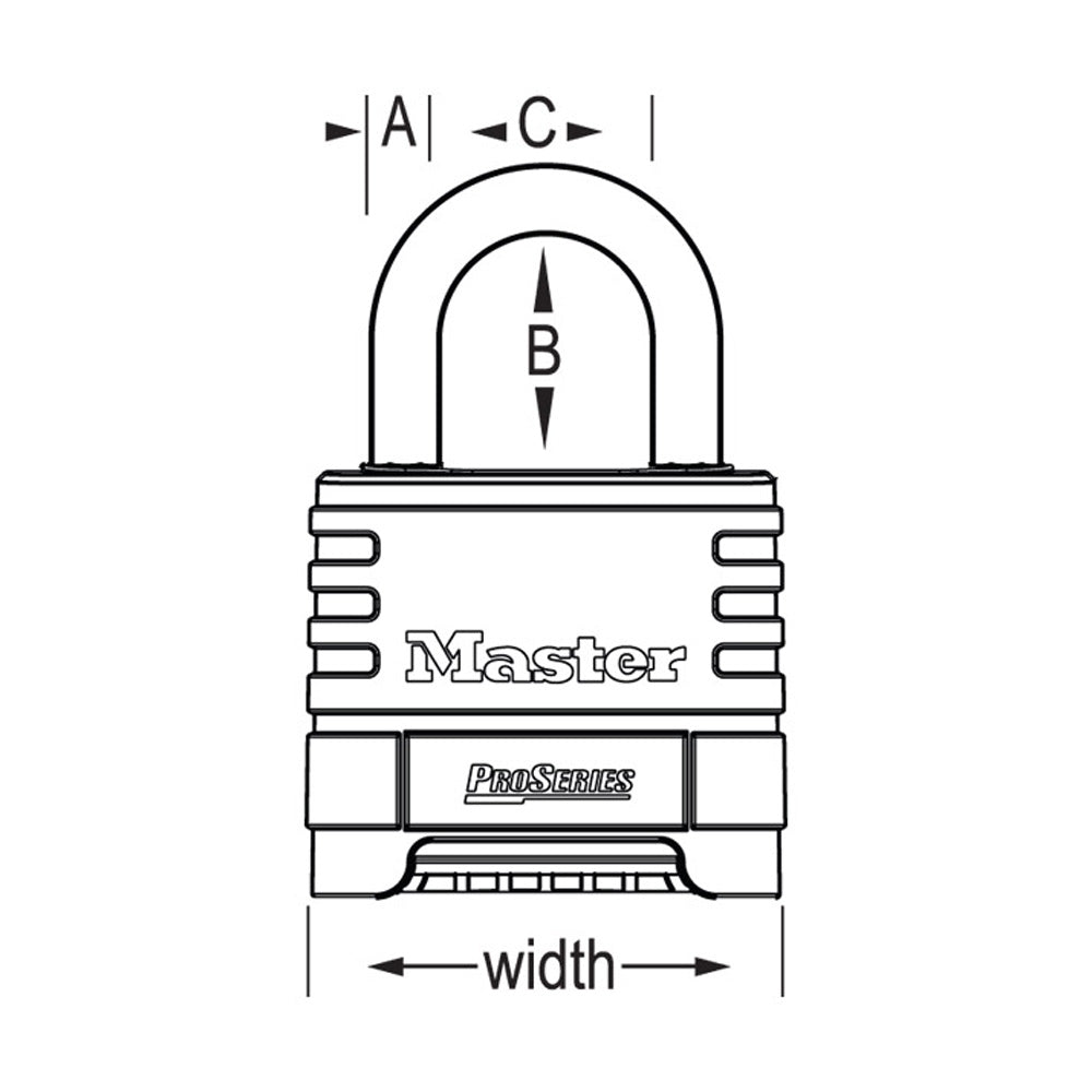 Master Lock 1174 ProSeries® Stainless Steel Resettable Combination Padlock 2-1/4" Wide