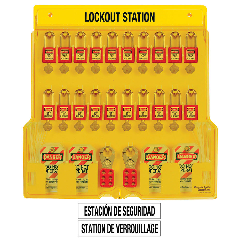 Master Lock 1484BP410 20-Lock Covered Station with 410Zenex™ Thermoplastic Padlocks.