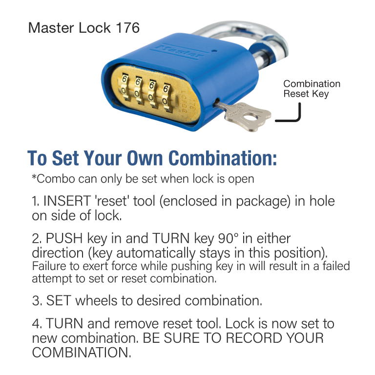Master Lock 176 Powder Coated Orange Resettable Combination Brass Padlock