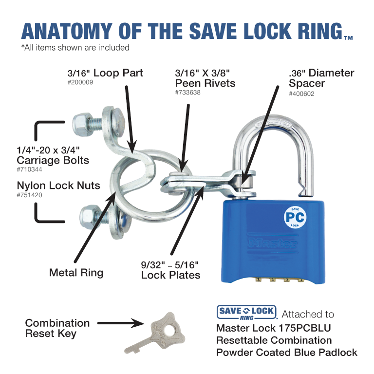 Save Lock™ Ring with Master Lock 175PCBLU